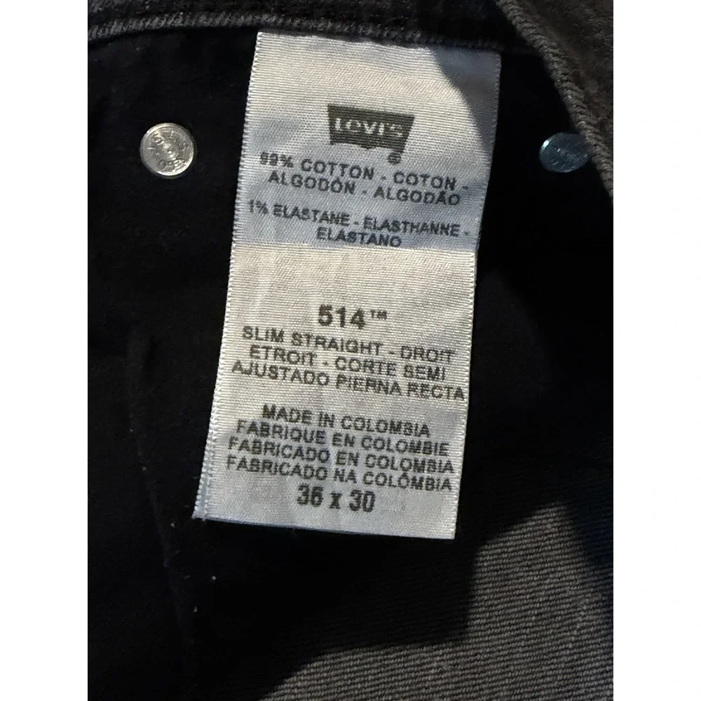 Levis Slim‎ Straight 514 Mens Grey 36X30 Actual 36X29 Stretch Medium Wash